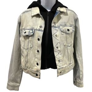 ATHLETA DOUBLE TIME DENIM JACKET Size XS 3 In 1 Light Wash Crop Short